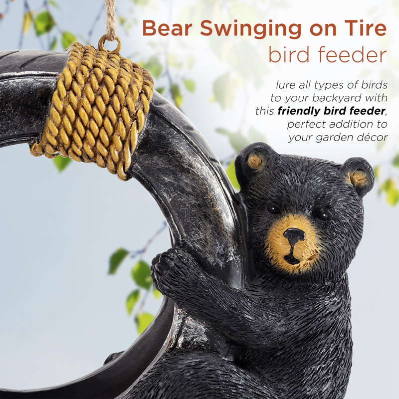 Loon Peak® Shoup Bear Swinging on Tire Decorative Bird Feeder & Reviews